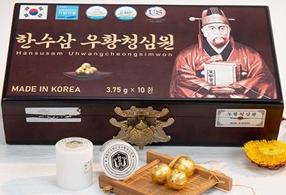 An Cung Ngưu Hoàng Hoàn Hansusam Uhwangcheongsimwon Hàn Quốc hộp 5 viên Ngừa Tai Biến, Đột Quỵ, Ổn Định Huyết Áp