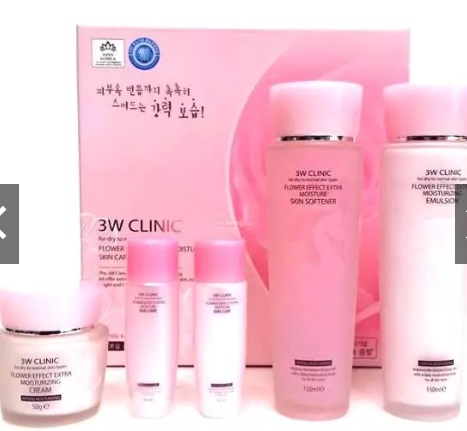 Bộ dưỡng da cao cấp 3W CLINIC FLOWER EFFECT EXTRA MOISTURIZING SKIN CARE SET – 