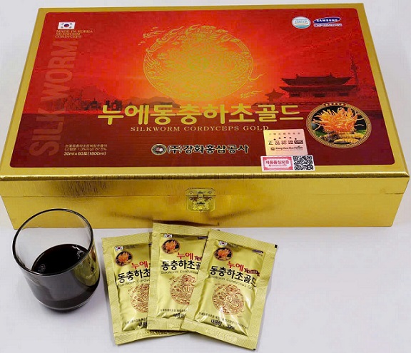 NƯỚC ĐÔNG TRÙNG HẠ THẢO -SILKWORM CORDYCEPS GOLD- KANGHWA BIO hộp đỏ vàng