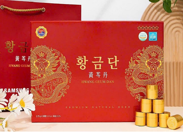 Bổ não hoạt huyết chống đột quỵ 30 viên HWANG GEUM DAN premium natural herb hộp đỏ