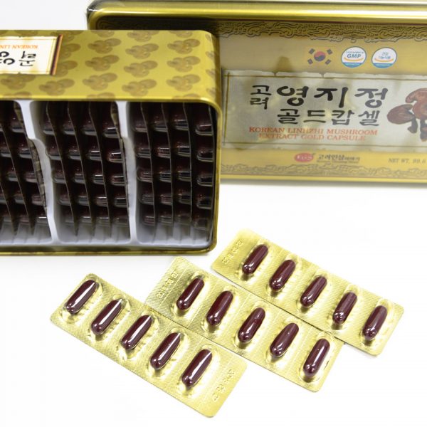 Viên nấm linh chi hàn quốc Hộp sắt 120 viên kgs -Korean Lingzhi Mushroom extract gold capsule