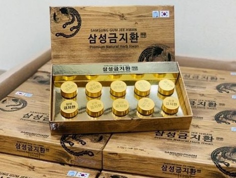 Bổ não hoạt huyết SAMSUNG GUM JEE HWAN premiumnatural herb hwan Hàn Quốc hộp gỗ 10 viên