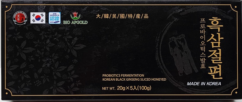 Hắc Sâm Lát Mật Ong PROBIOTICS FERMENTATION KOREA BLACK GINSENG SLICED HONEYED BIO APGOLD 100g