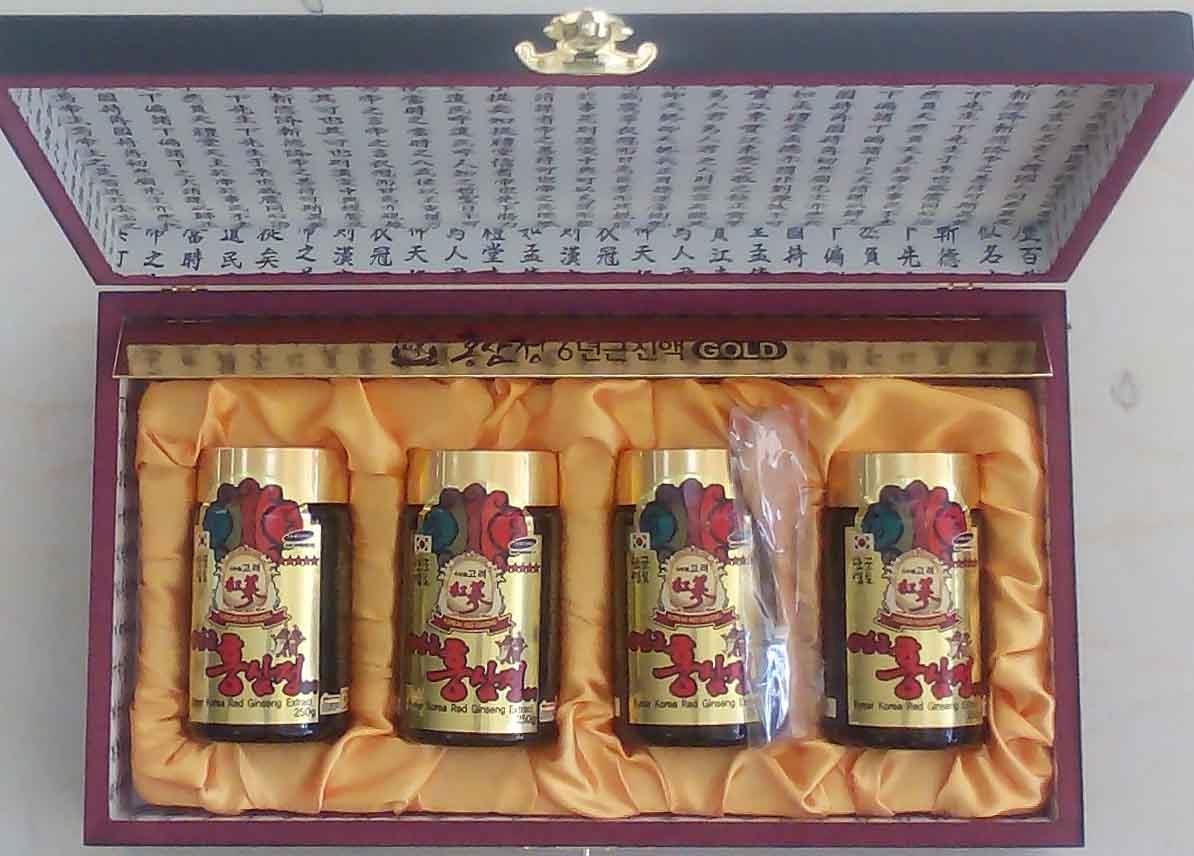 CAO HỒNG SÂM HÀN QUỐC HỘP GỖ 4 LỌ 250 gr- 6years Korea Red Ginseng Extract SEVEN GINSENG CORP​