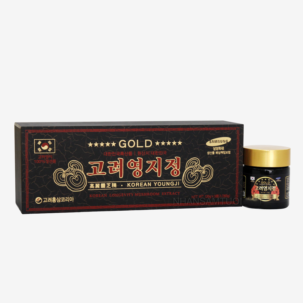 Cao nấm linh chi đỏ youngji gold 360gr hộp gỗ đen - Korean longevity mushroom extract gold
