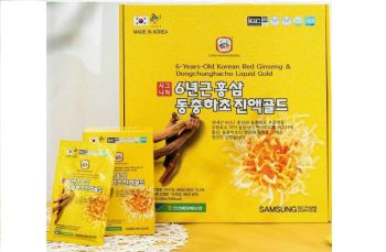 Nước sâm đông trùng Samsung Hàn Quốc hộp vàng 6 years-Old Red Ginseng & Dongchunghacho Liquid Gold