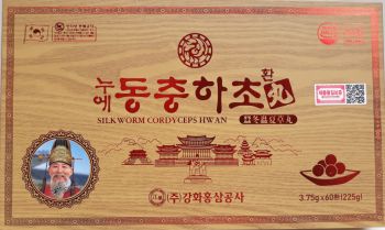Viên Đông trùng hạ thảo Kanghwa 60 viên hộp vân gỗ- SILKWORM CORDYCEPS HWAN